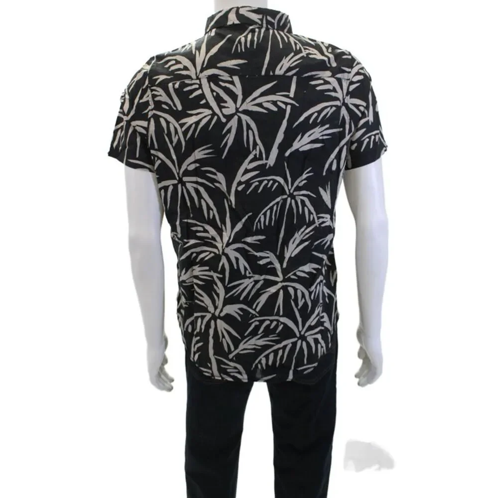 Banks Journal Mens Button Front Grove Short Sleeve Shirt Dirty Black Size Small